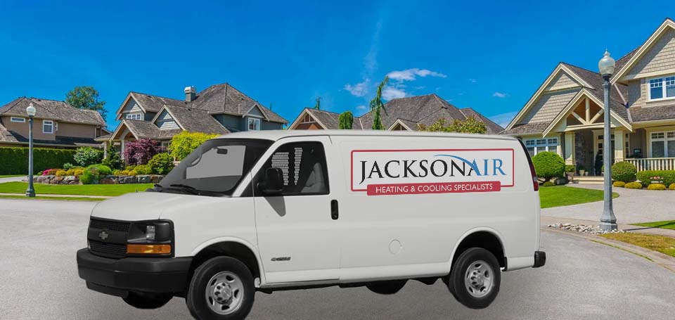 Jackson Air service van in an Illinois neighborhood